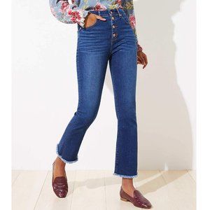 LOFT High Rise Flare Crop Jean Exposed Button Fly